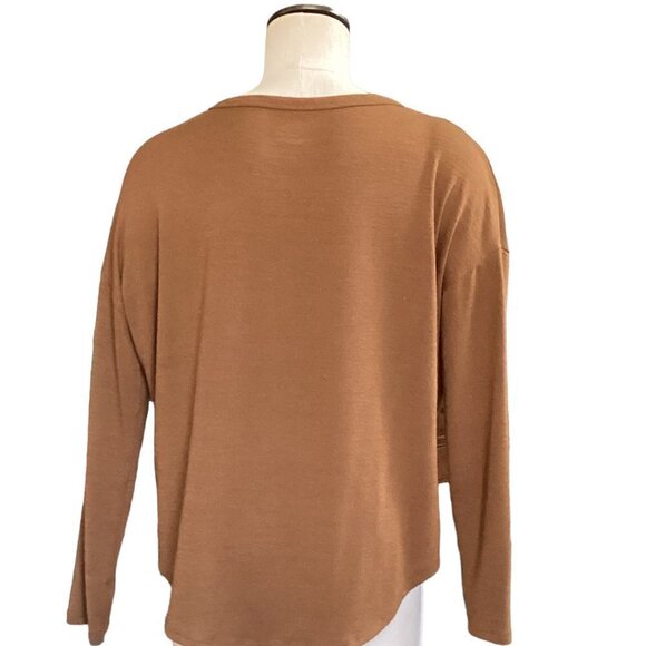 Time and Tru Long Sleeve Knit Tee Top Sz M 8/10 Brown #131N - Picture 4 of 6